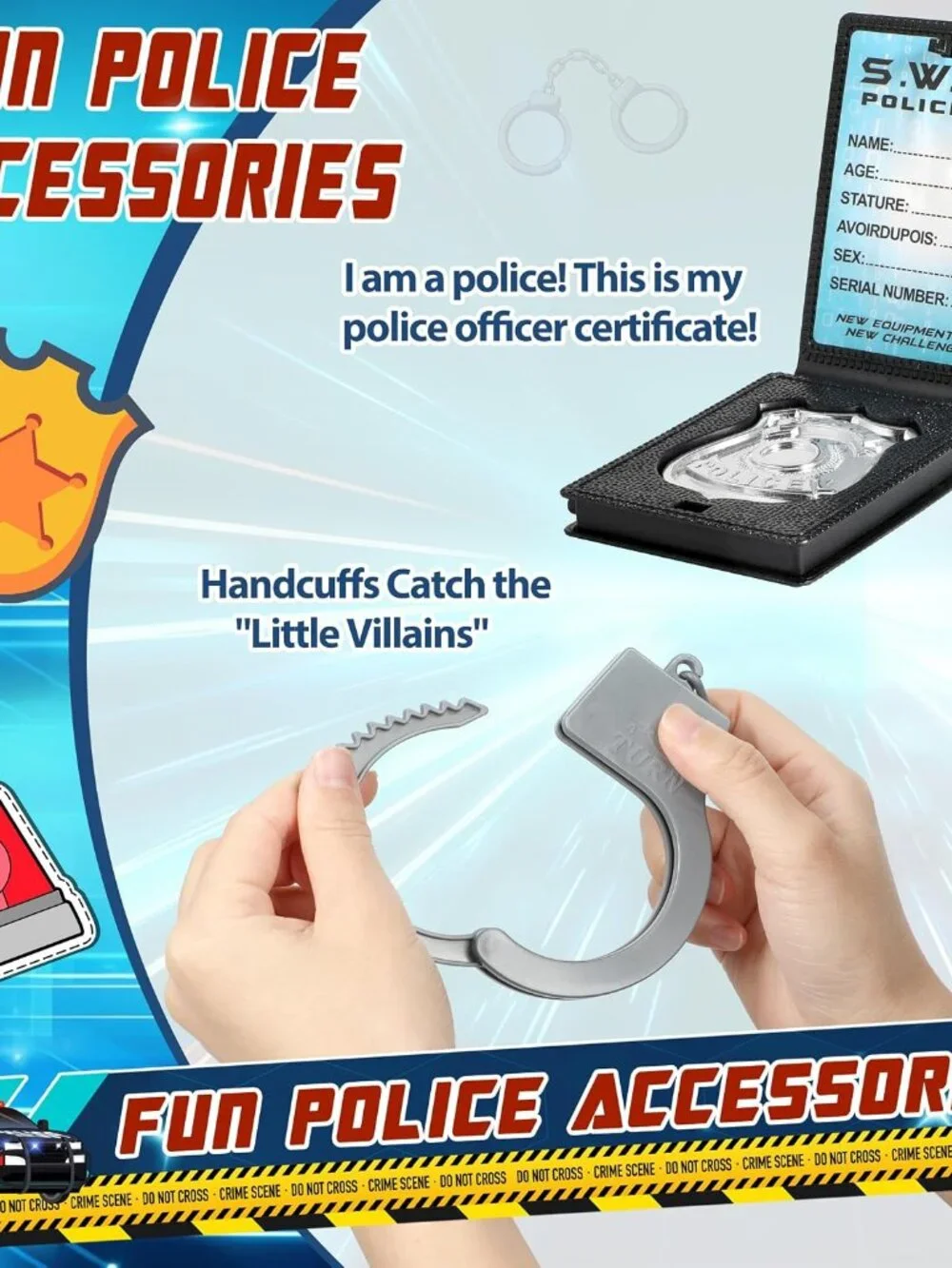 9Pcs Police Toys, Police Costume Accessories for Kids, Cop Costume Accessories,